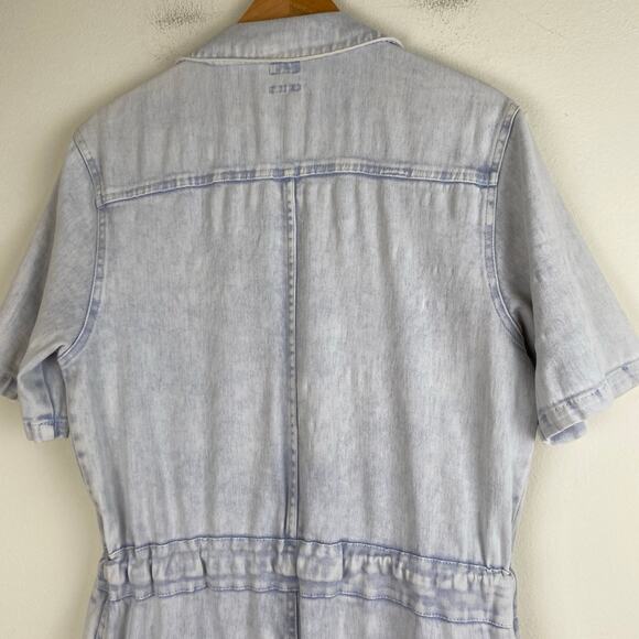 Faherty Blythe Jumpsuit Size M Light Indigo Blue Organic Cotton Utility Field - Picture 10 of 16